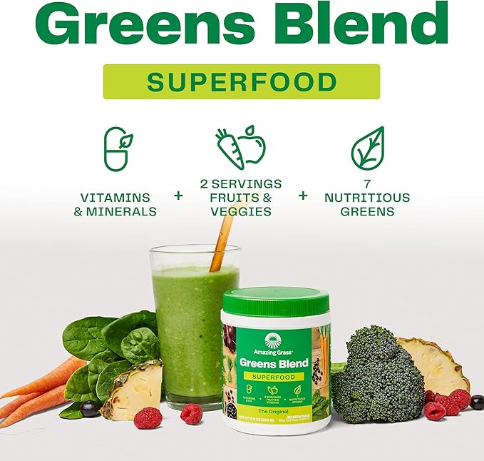 Amazing Grass Greens Blend Superfood: Super Greens Powder Smoothie Mix & Greens Blend Superfood: Super Greens Powder Smoothie Mix