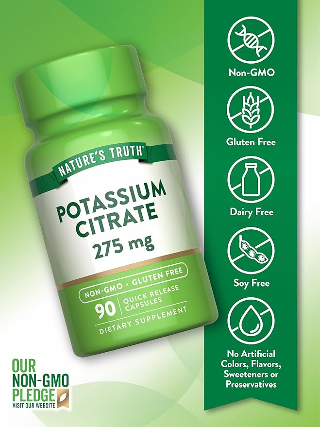 Nature's Truth Potassium Citrate Supplement | 275mg | 90 Capsules | Non-GMO & Gluten Free