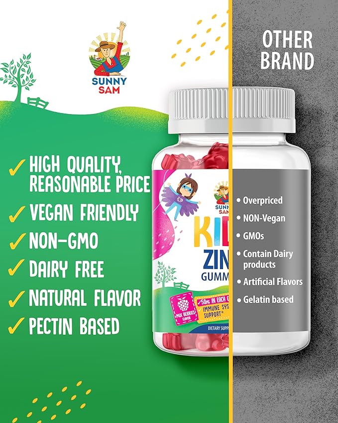 Zinc Gummies for Adults & Zinc Gummies for Kids. Zinc Chewable Gummy for Immune Support - Powerful Natural Antioxidant Non-GMO Supplement for Children Men Woman Adults