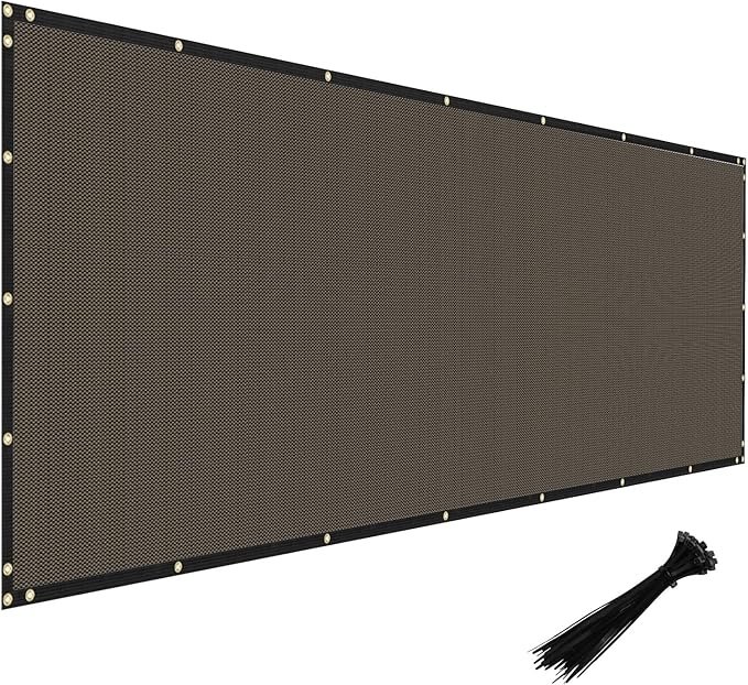 Windscreen4less Privacy Fence Screen Heavy Duty Windscreen Fencing Mesh Fabric Shade Net Cover with Brass Grommtes for Outdoor Wall Garden Yard Pool Deck, 8'x161' Brown