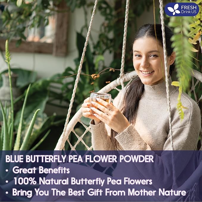 FRESHDRINKUS 6.5oz Butterfly Pea Flower Powder, 100% Natural and Pure, No Additives, No Gluten, No Sugar, Vegan