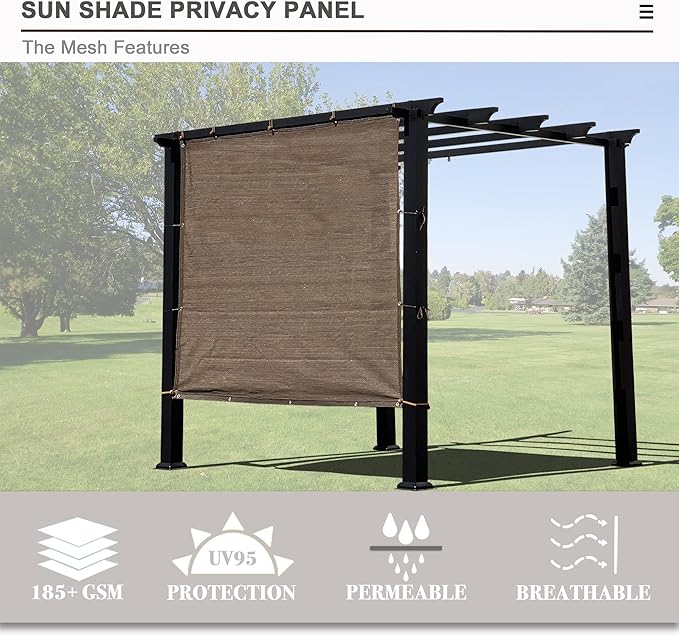 Alion Home Sun Shade Privacy Panel with Grommets and Hems on 4 Sides for Patio, Awning, Window, Pergola or Gazebo - Mocha Brown (12' x 16')