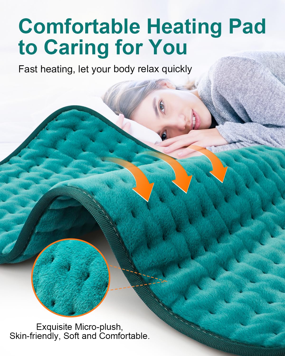 Heating Pad for Back Pain Relief with 6 Heat Settings, 4 Auto-Off, Gifts for Women Mom Men Dad, Electric Heating Pads for Cramps/Abdomen/Waist/Shoulder, Moist Dry Heat Options, 12" x 24"