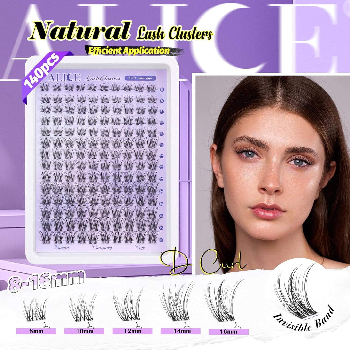 ALICE Wispy Lash Clusters | 168 Pcs | 10-18mm Natural Volume Extensions
