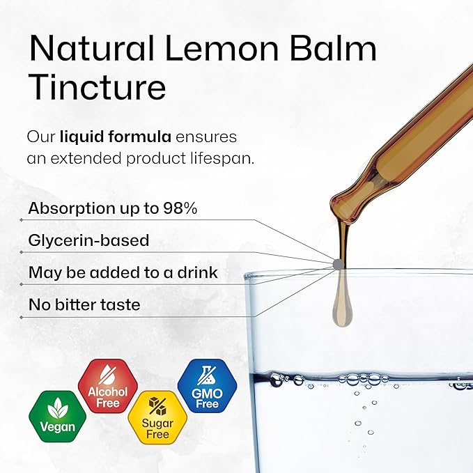 BIO KRAUTER Lemon Balm Leaf Extract - Vegan Melissa Lemon Balm Tincture for Calmness Support - Sugar & Alcohol-Free - 4 Fl. Oz.