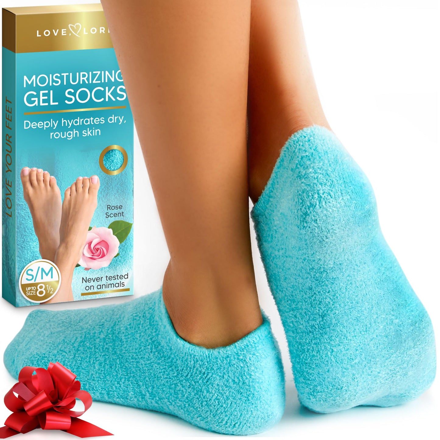 Moisturizing Socks - Premium Gel Silicone Aloe Foot Spa Socks (Up To Size 8.5) Infused With Vitamin E & Jojoba Oil - Self Care G
