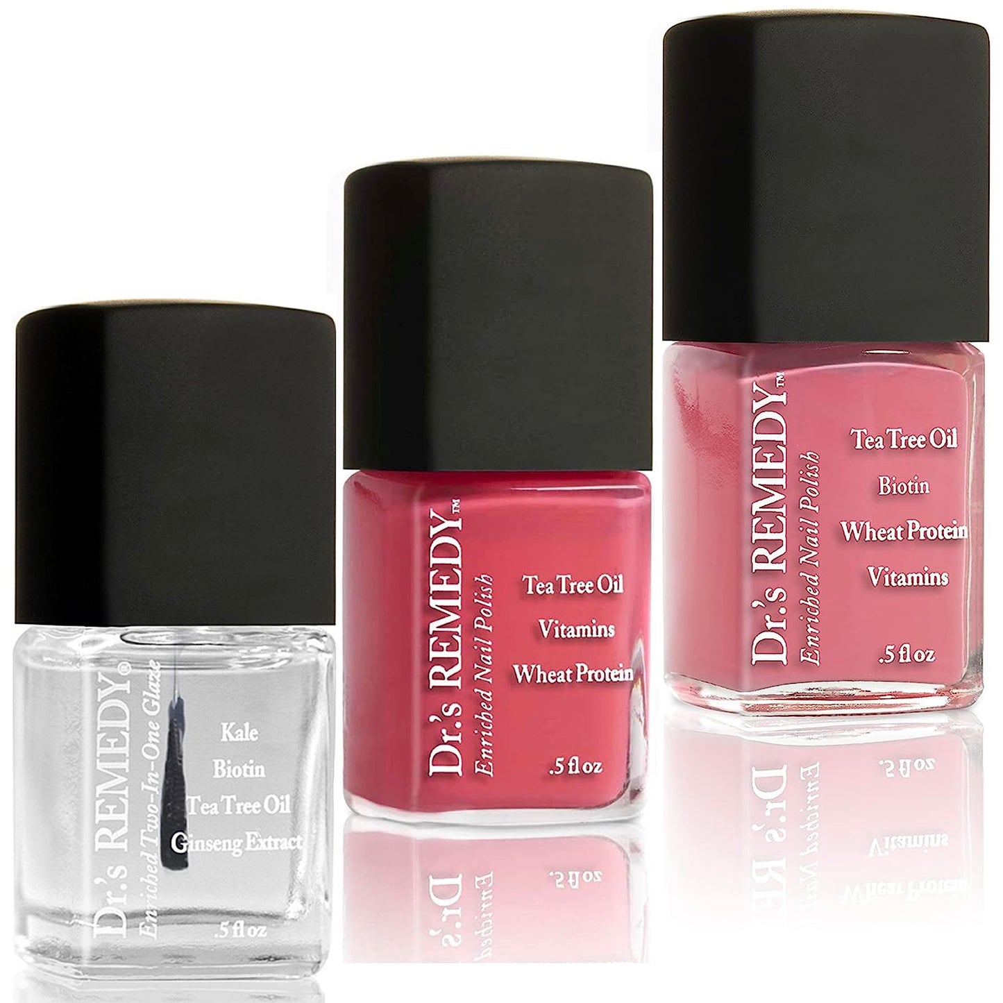Drs Remedy 3 Pack Nail Polish Kit, Peaceful As The Sea Trio, Non Toxic And Organic All Natural Enriched Nail Strengthener - Tota