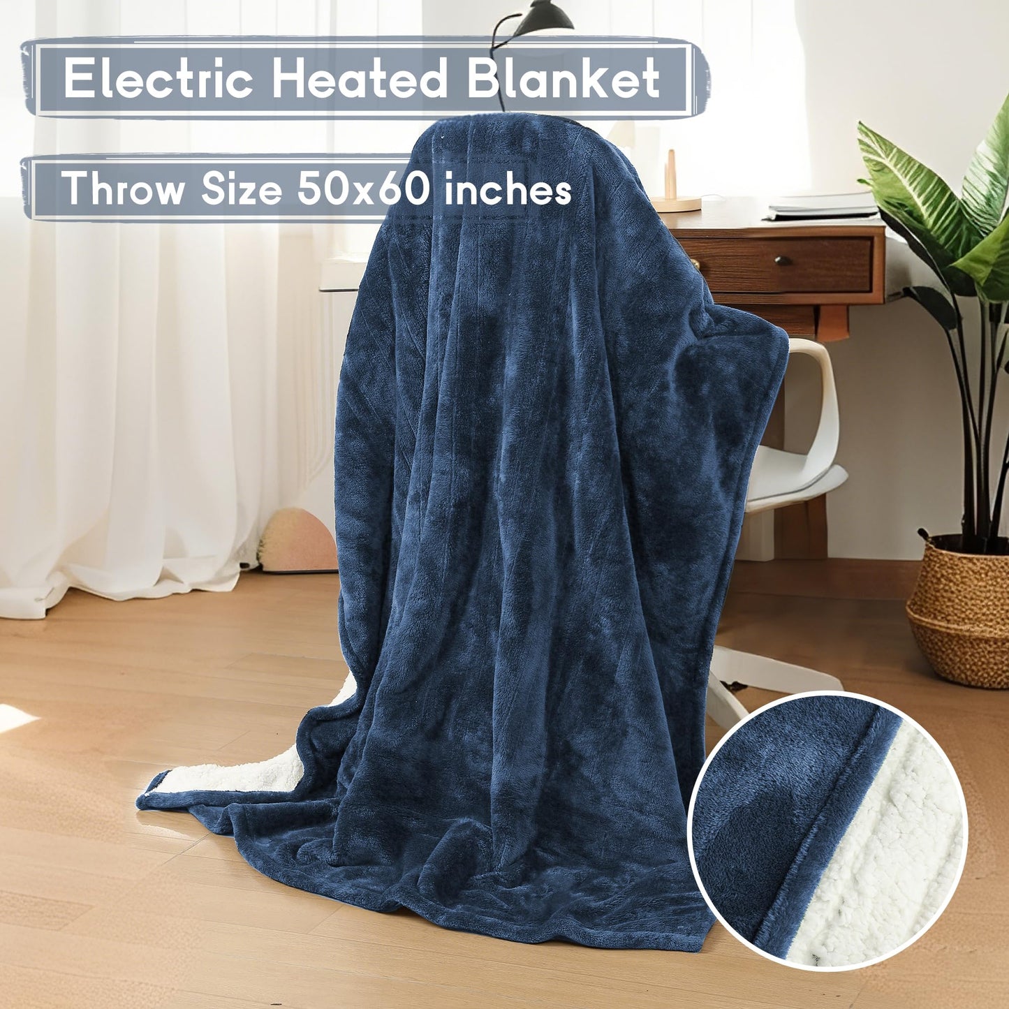 Heated Blanket Electric Blanket Full Size 72''x84'', Soft Flannel Heating Blanket with 1-10 Hour Auto Off - 6 Heat Settings - Machine Washable - Dark Grey