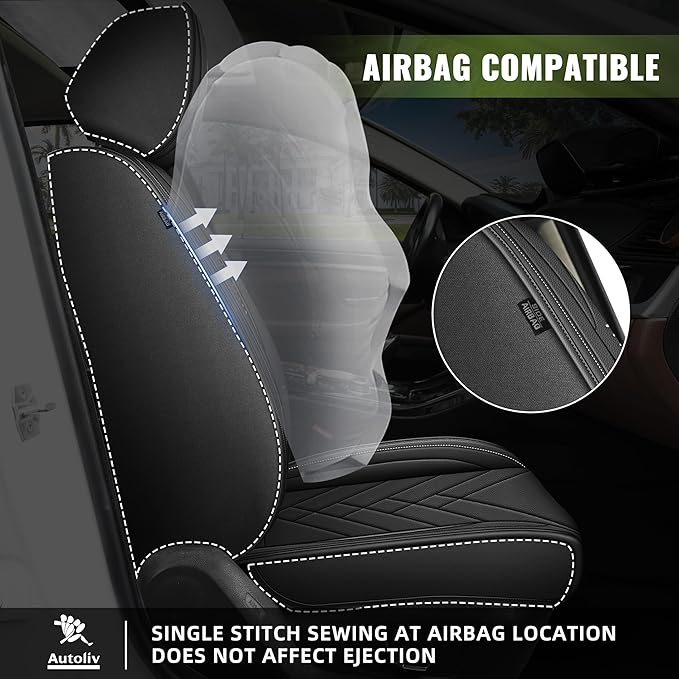 AOMSAZTO Front Seat Covers Fit for Nissan Maxima 2011-2023 Waterproof Faux Leather Car Seat Cover Compatible with Airbag(2PCS Front, Black)