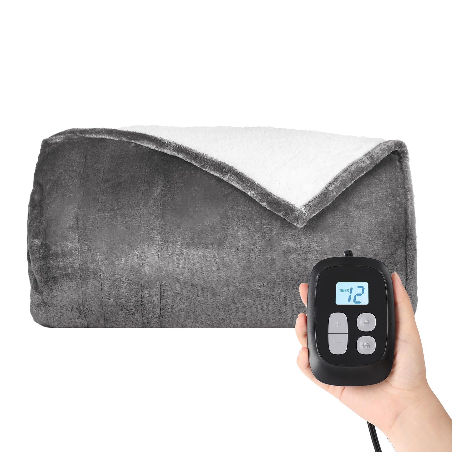 Heated Blanket Electric Blanket Full Size 72''x84'', Soft Flannel Heating Blanket with 1-10 Hour Auto Off - 6 Heat Settings - Machine Washable - Dark Grey