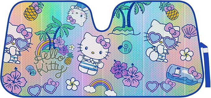 Hello Kitty Car Windshield Sun Shade - Officially Licensed Sanrio Cute Car Accessories for Women - Hello Kitty Accessories Sunshade for Front Windshield - Summer Sunshield Cars Window Shades