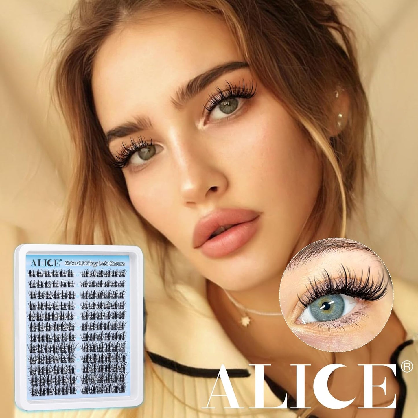 ALICE DIY Eyelash Extension Kit | 196pcs Natural Wispy Clusters | 10-18mm