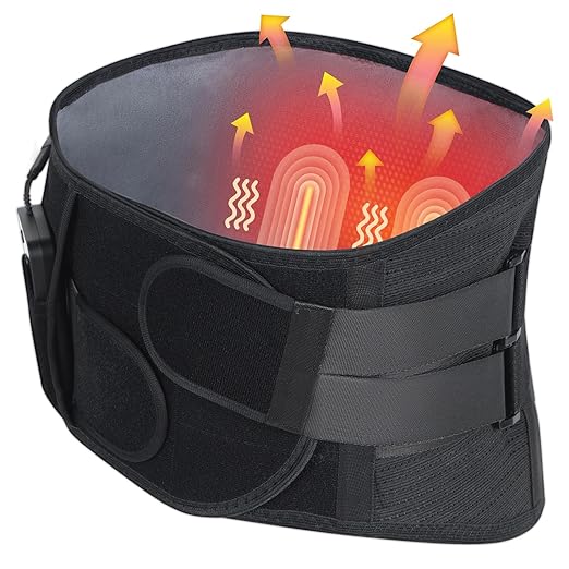 HONGJING Heated Back Massager Brace for Lower Back Pain Relief, Cordless Back Vibration Massage Belt with 3 Heating Modes and 4 Massage Modes for Sciatica and Scoliosis-XL