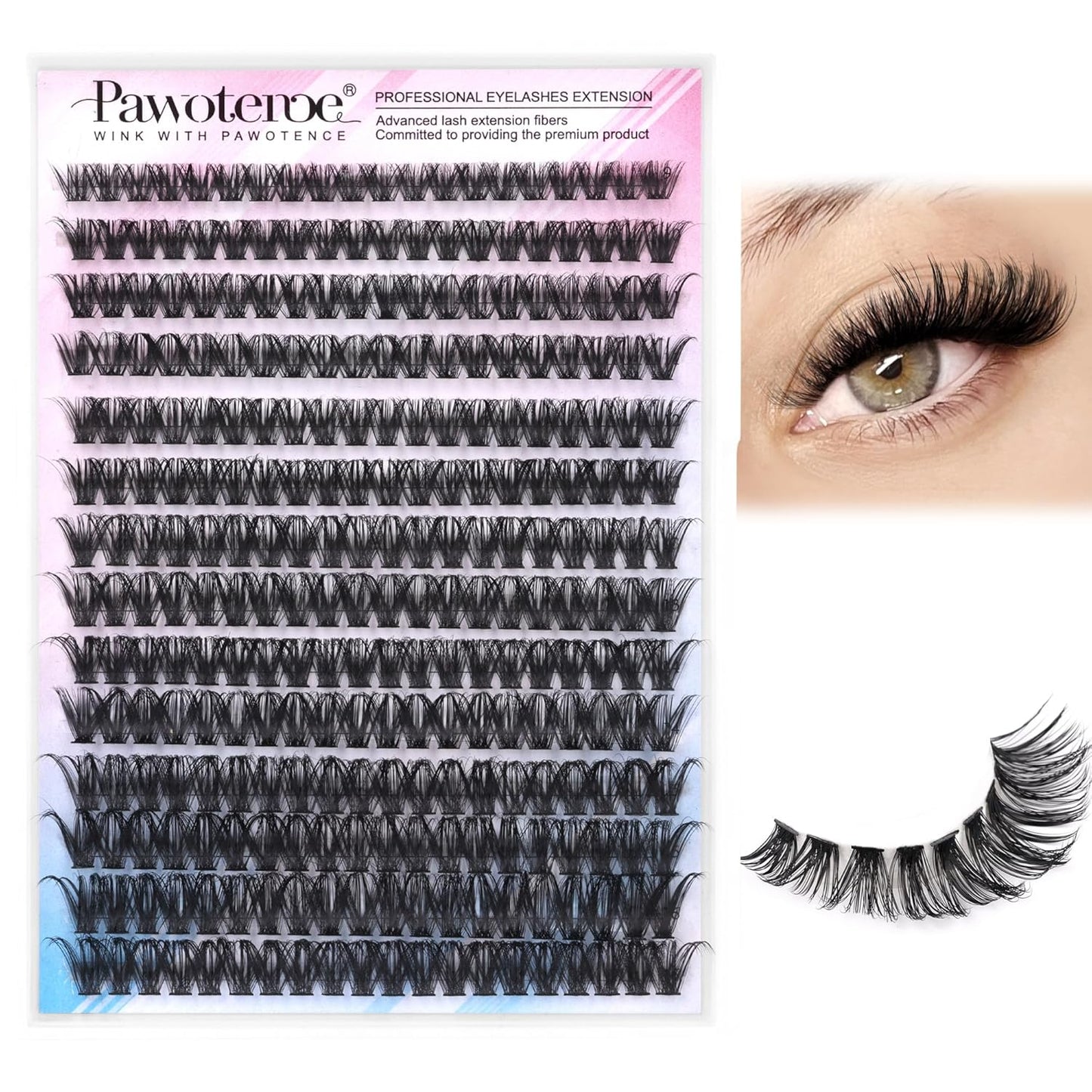 Pawotence 280pcs Lash Clusters | 40D & 50D Individual Eyelash Extensions 8-16mm
