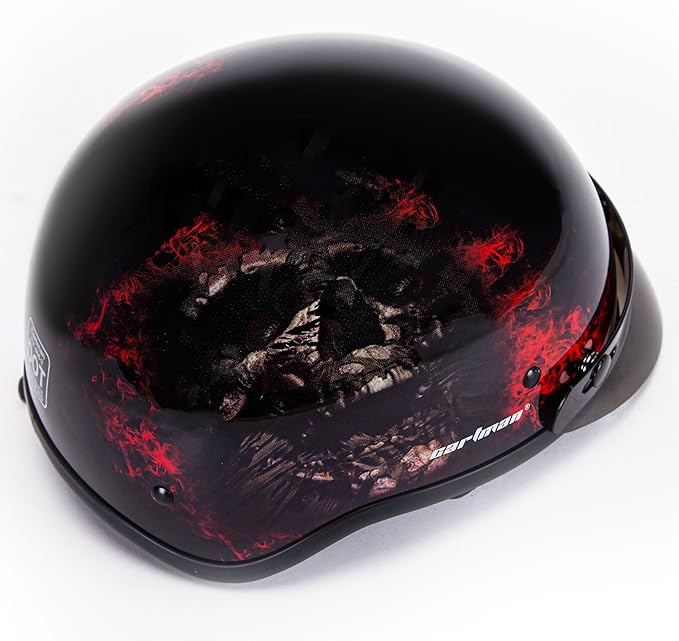 Cartman Cruiser Scooter Motorcycle Half Face Helmet, Red Skull USA Graphics, DOT Approved for Bike Scooter ATV UTV Chopper X-Large