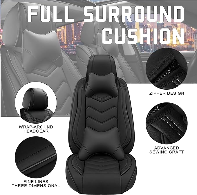 CTDS Car Seat Covers for Honda Accord 2000-2026, Stylish Sport Seat Cover, Premium Nappa Leather Car Seat Cover. Automobile Seat Covers Sets.(Luxury 5 Seats/Pure Black)