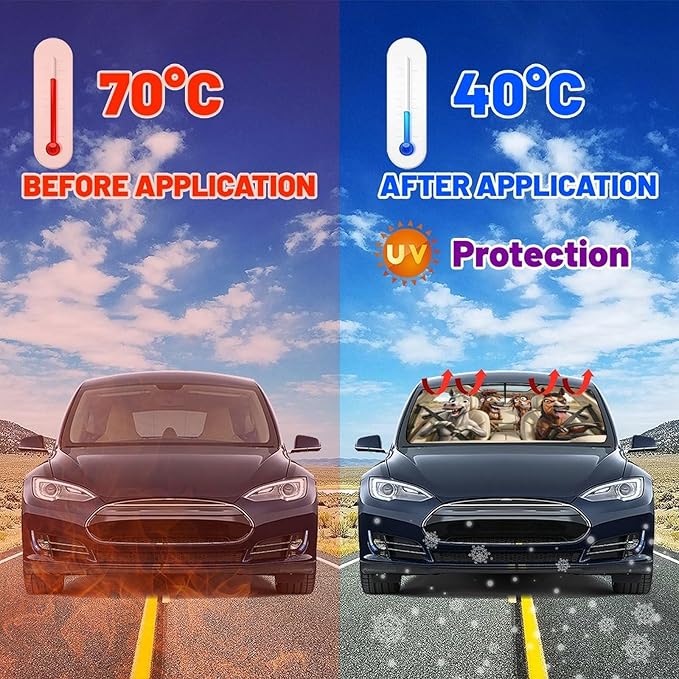 Funny Horse Car Windshield Sun Shade Umbrella Funny Horse Sunshades for Car Windshield Upgraded Sun Visor Protector for Sedan SUV Most Vehicles Printed Front Window Shades