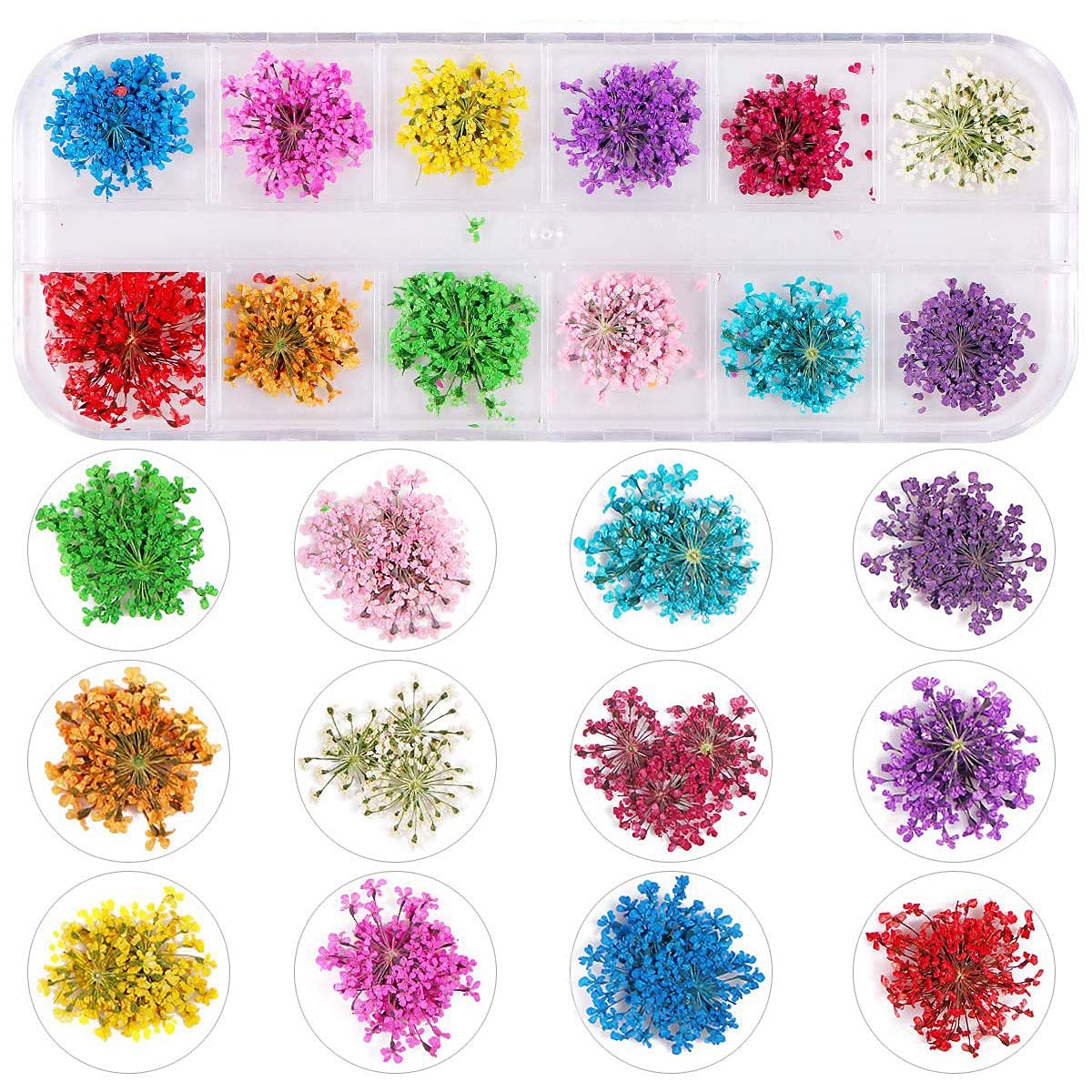 Lpone 3D Nail Dried Flowers Stickerart & Resin Craft Diy Five Petal Flower Leaf Gypsophila Real Dry Flower Nail Art Decoration K