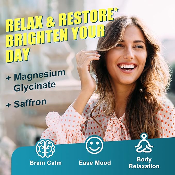 Sugar Free Magnesium Glycinate Gummies 400mg with Ashwagandha, B1, B3, Rhodiola Rosea & Saffron for Support Rest, Mood & Energy Calm Magnesium Gummies for Adults, Chewable Magnesium Supplement, 60Ct