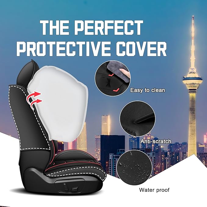 CTDS Car Seat Covers for Hyundai Kona 2018-2026, Stylish Sport Seat Cover, Premium Nappa Leather Car Seat Cover. Automobile Seat Covers Sets.(Standard 2 Seats/Black)