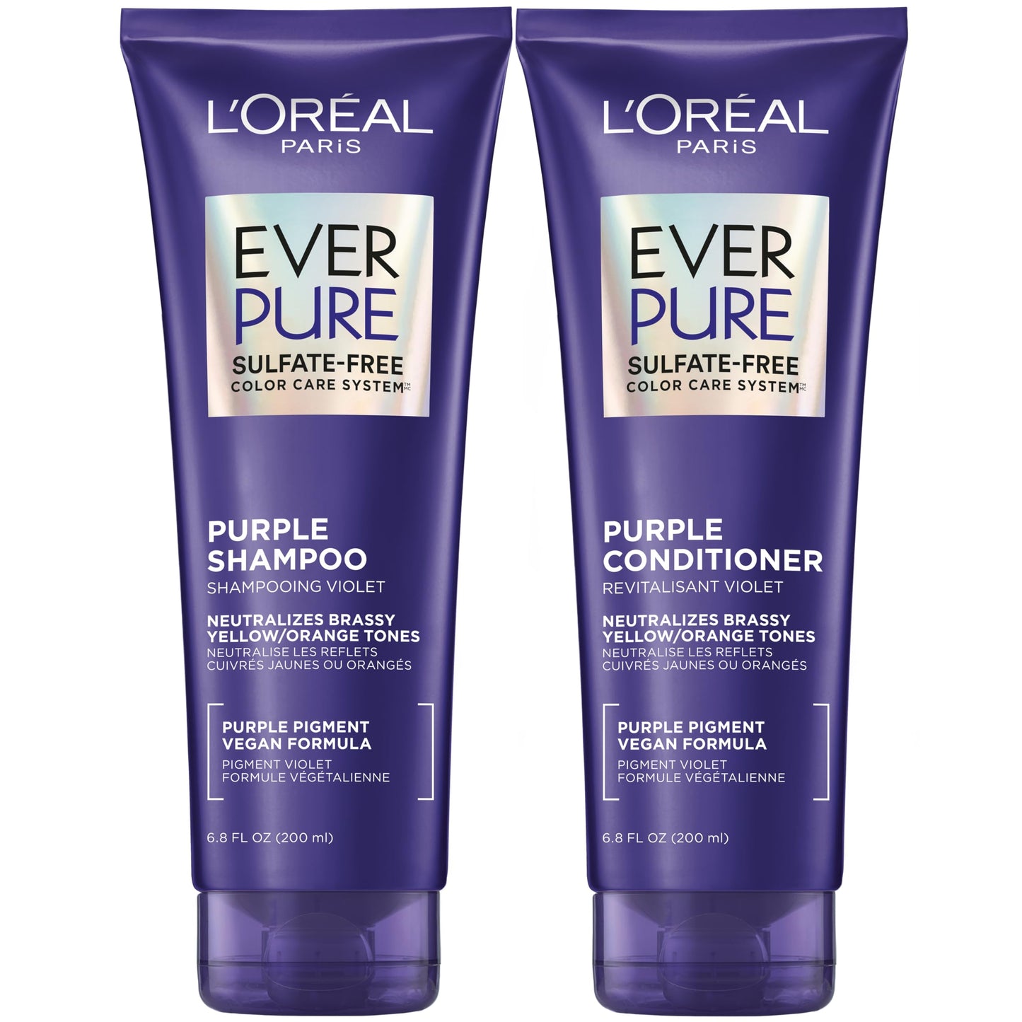Loreal Paris Everpure Sulfate Free Brass Toning Purple Shampoo And Conditioner Set For Blonde, Bleached, Silver, Or Brown Highli