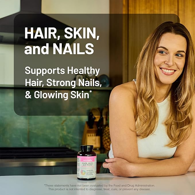 NatureWise Hair Skin and Nails Vitamin, Biotin 5000mcg w/Hyaluronic Acid, Collagen for Women with C, B Complex, D3, A, E, Iron - Non-GMO, Gluten Free - 270 Softgels[3-Month Supply]