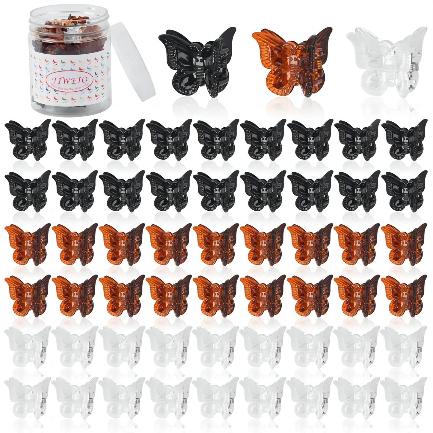 Tiweio 50Pcs Butterfly Hair Clips Mini Cute Hair Styling Accessories Clips For Hair 90S Women Girls With Box Package, 3 Colors