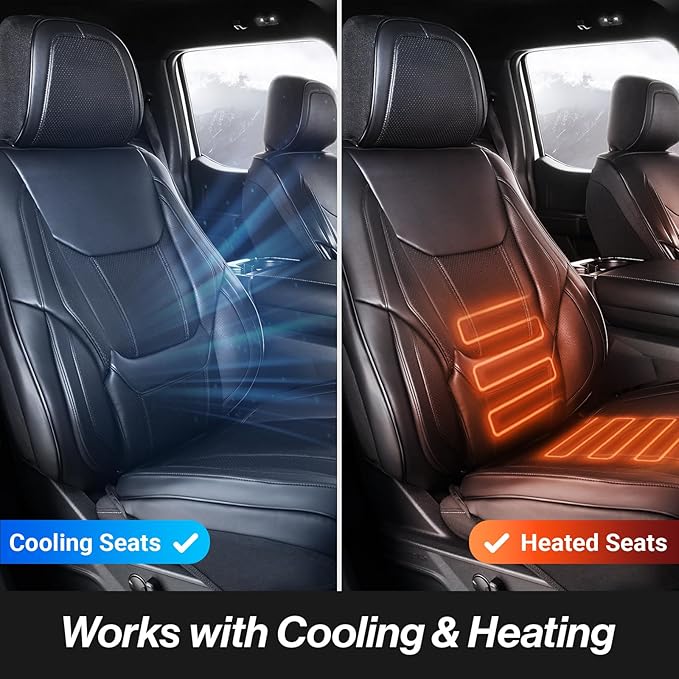 Coverland Custom Fit Car Seat Covers for SUV Compatible with [2016-2022 Honda Pilot] Premium Car Seat Cover Water Resistant Leather Non-Slip Interior Protector [Front Black - Size Chart A33]