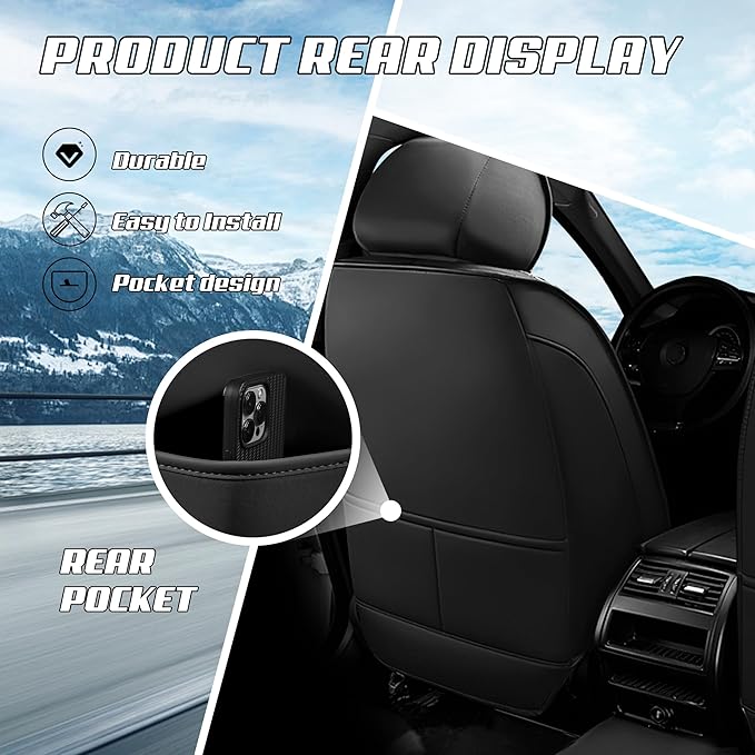 Car Seat Covers Fit for Toyota rav4 2000-2026, Stylish Sport Seat Covers, Waterproof Wear-Resistant Premium Nappa Leather Car Seat Cover.(Full Set/Black Blue)