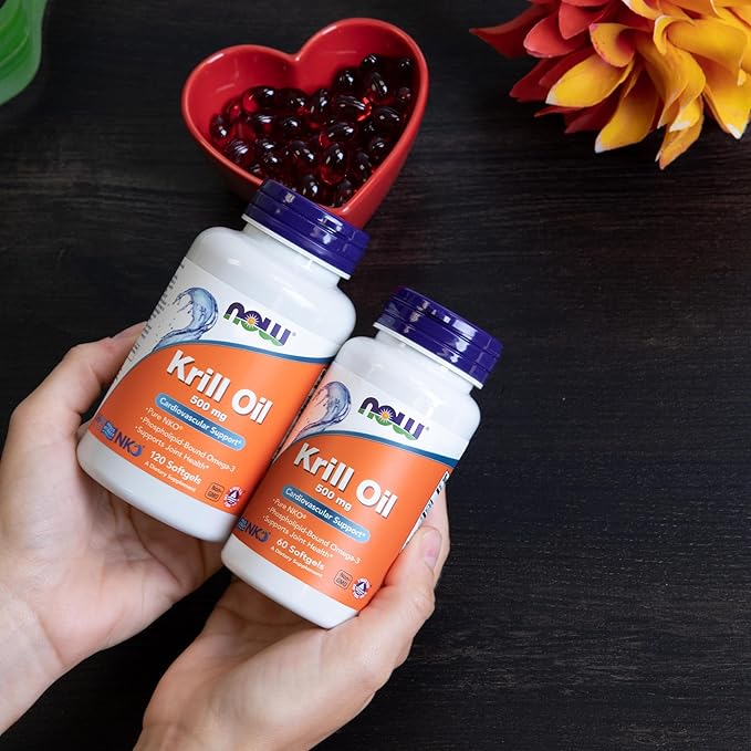 NOW Foods Supplements, Neptune Krill Oil 500 mg, Phospholipid-Bound Omega-3, Cardiovascular Support*, 120 Softgels