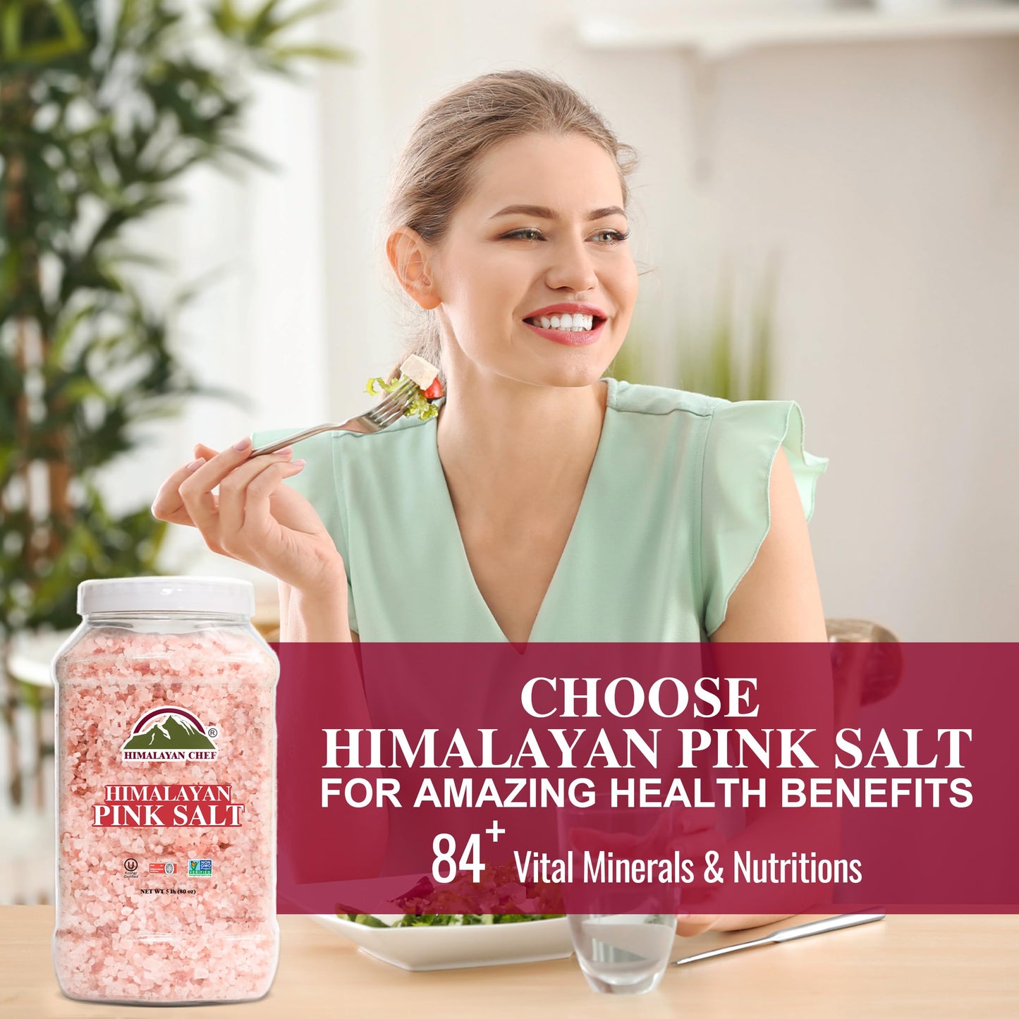 Himalayan Chef Pink Salt Coarse, 5 lbs. Mineral Dense for Health & Ideal For Refill Grinders - 2 PACK