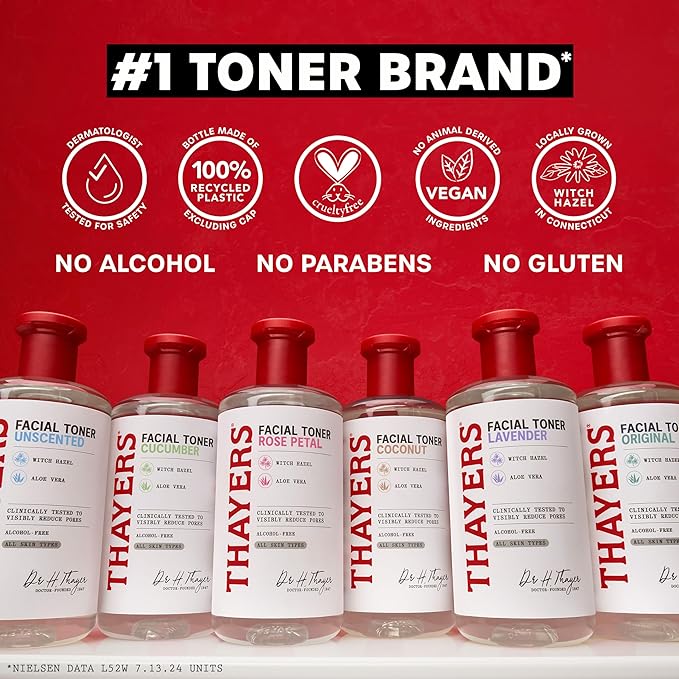 THAYERS Alcohol-Free, Hydrating Coconut Water Witch Hazel Facial Toner with Aloe Vera Formula, Vegan, Dermatologist Tested and Recommended, 12 Oz (Packaging May Vary)