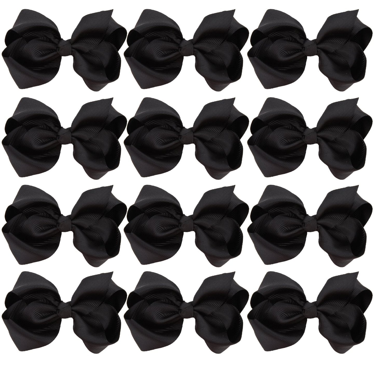 4 Inch Boutique Girls Hair Bows Hair Clips For Baby Girls Toddlers 12 Pcs Solid Color (Black)