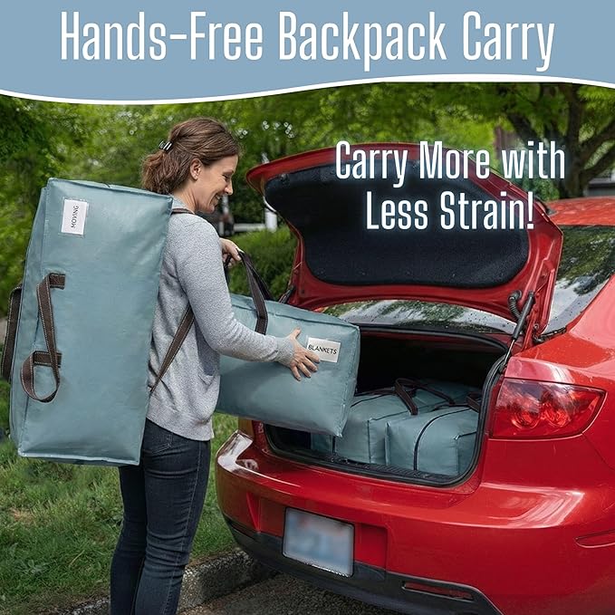 VENO 10 Pack Heavy Duty Moving Bags with Backpack Straps, Zippers & Handles, Extra Large Packing Bags for College Dorm Essentials, Moving Supplies Alternative to Cardboard Moving Boxes
