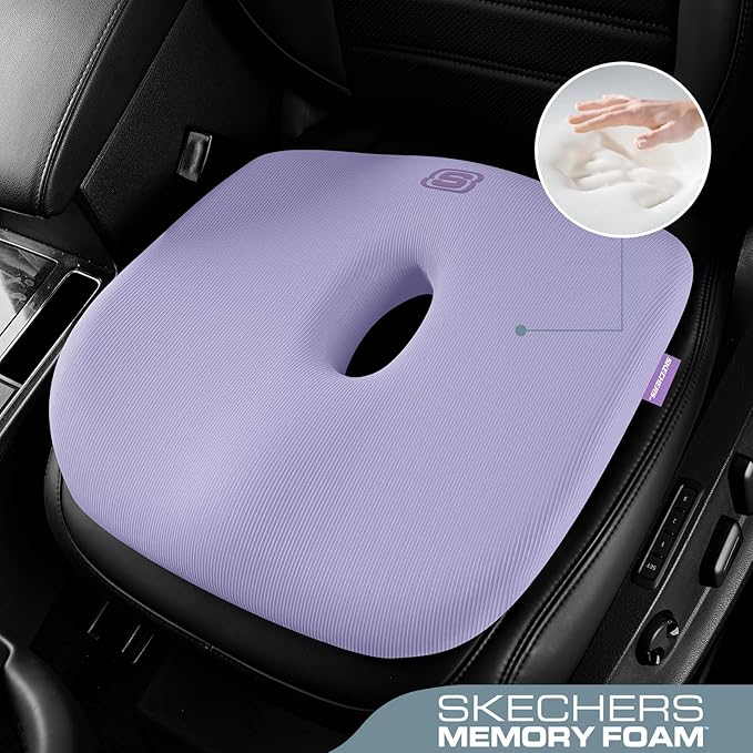 Skechers Seat Cushion Memory Foam,Donut Pillow Office Chair Cushion for Tailbone Pain Relief,Butt Pillow for Office Chair,Car seat Cushion,Long Sitting Office Workers,and Car Drivers,Purple