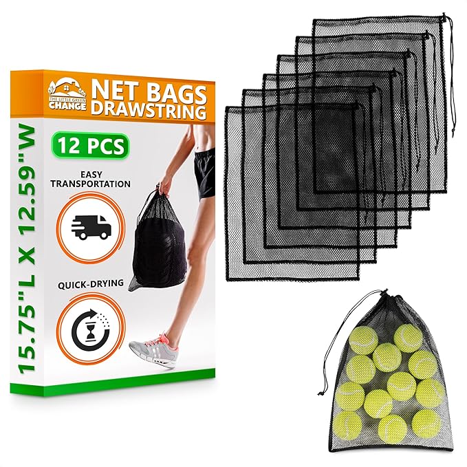 12Pcs Mesh Laundry Bags for Delicates - 13x15.5 inch Black Drawstring Bag Washable Laundry Bag Mesh Stuff Sack Nylon Mesh Bag - Sports Equipment Bag Cloth Bags Drawstring Backpack Organizer Small Mesh