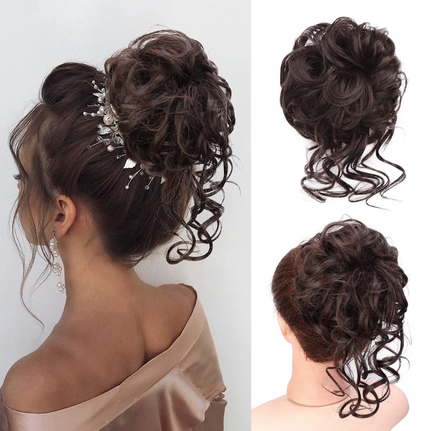 Earfodo Messy Bun Hair Extensions Hair Buns Hair Pieces For Women Synthetic Updo Hair Scrunchie Ponytail Chignon For Daily Wear(