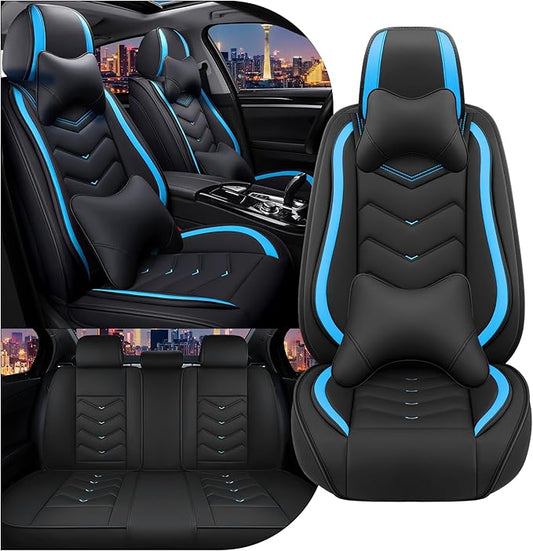CTDS Car Seat Covers for Chevy Equinox 2005-2026, Stylish Sport Seat Cover, Premium Nappa Leather Car Seat Cover. Automobile Seat Covers Sets.(Luxury 5 Seats/Black Blue)