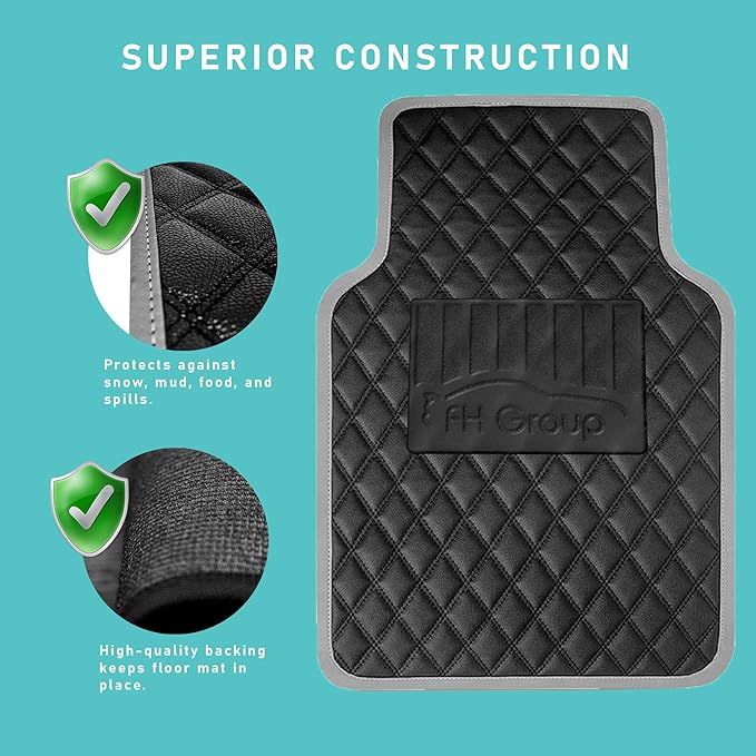 FH Group Floor Mats - Faux Leather Floor Mats for Cars, Universal Fit Automotive Floor Mats, All Purpose Car Floor Mats, PU Leather Protector Mat for Most Sedan, SUV, Truck Floor Mats Purple