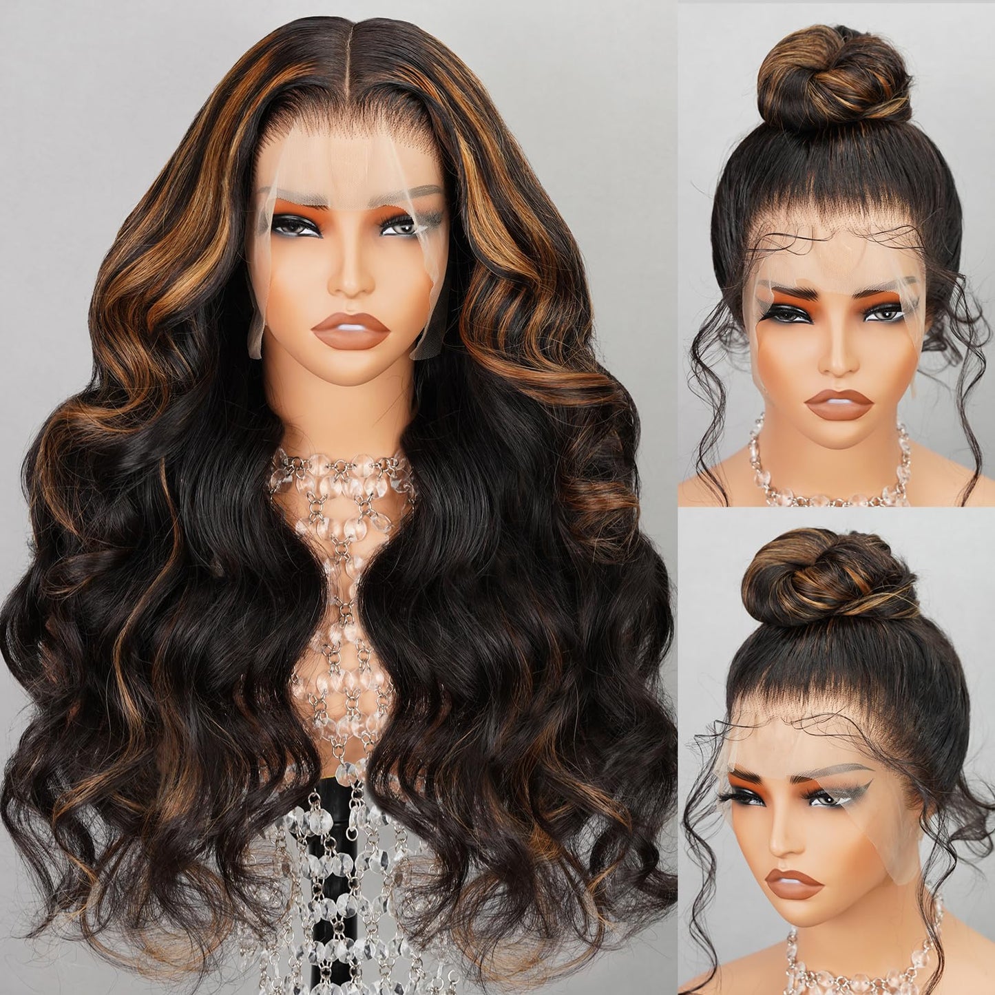 Arabella 360 Lace Front Wigs Human Hair Fbp30 Highlight Ombre Lace Front Wig Human Hair 12A Full Lace Wigs Human Hair 210% Densi