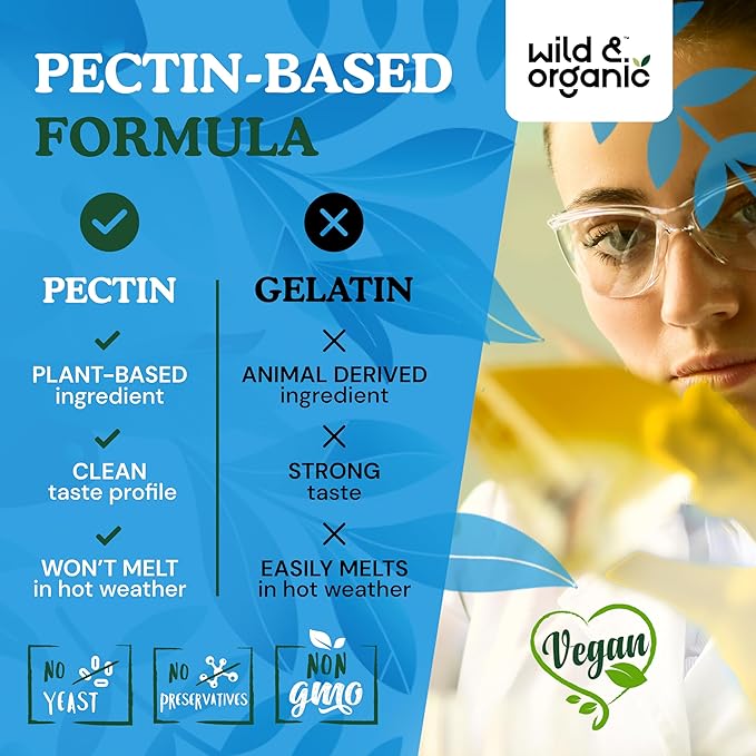 Wild & Organic Lung Detox Gummies - 1000 mg Mullein Gummies for Lungs Cleanse - Natural Supplements with Mullein Leaf Extract and Mushroom Blend - 60 Vegan, Non-GMO Chews
