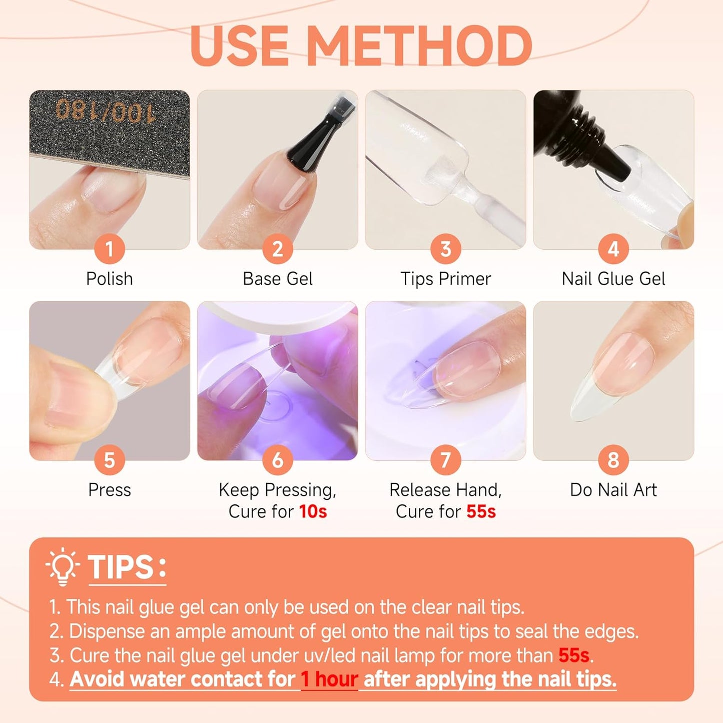 Extra Short Square Fake Nails | 216pcs Gel Tips | Full Cover Acrylic for DIY