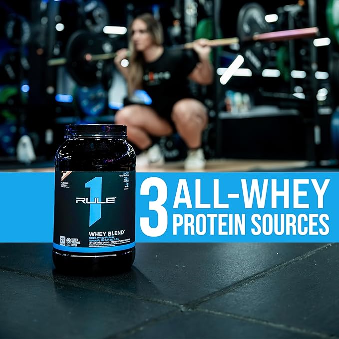 Rule One Proteins, R1 Whey Blend - 24g Fast-Acting Whey Protein Concentrates, Isolates, and Hydrolysates Per Serving, with Naturally Occurring EAAs and BCAAs (10 Pounds*, Vanilla Ice Cream)