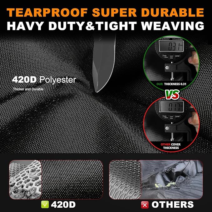 UTV Cover 2-3 Seaters Waterproof Outdoor,Side by Side Cover,Thickened 420D Oxford Cloth All Weather Protection,Compatible with Polaris Ranger RZR Can-am Defender Kawasaki Mule Honda Pioneer,130x58x73