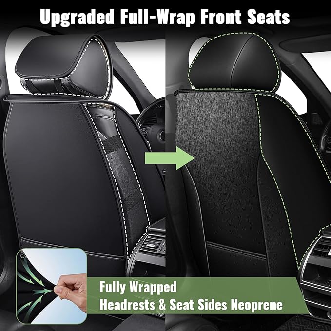 Car Seat Covers Front Seats for Nissan Murano 2011-2025 2026 - Breathable Cooling Ice Silk Leather Seat Cover - 2 Seats Vehicle Seat Cushion Protector Auto Accessories (Black&Beige)
