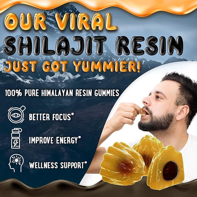 Pure Himalayan Shilajit Gummies - 100% Authentic Shilajit Reisin Extract for Men and Women with Ashwagandha and Shatavari - 60 Gummy - Strawberry & Banana and Peach & Mango Bundle