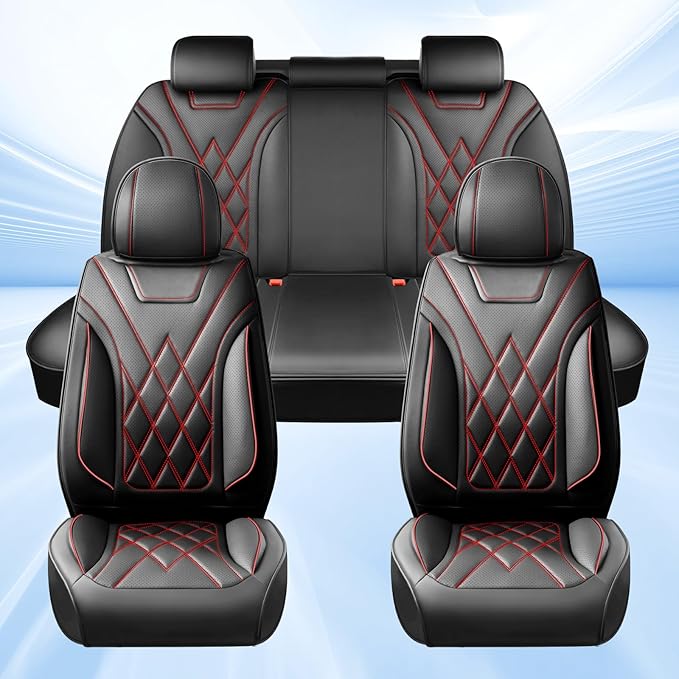 Fit TL Car Seat Covers for Acura TL 2004-2014 - Premium Leather, Waterproof, All-Weather, Airbag Compatible, Anti-Slip, Breathable, Easy Install, Seat Protectors, Full Set, Redline