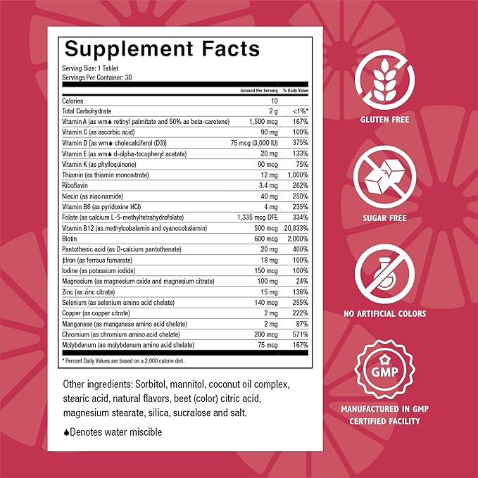Celebrate Vitamins CelebrateONE 18 Chewables, 18mg Iron - One A Day Bariatric Multivitamin, Essential Vitamins & Minerals - Gastric Bypass & Sleeve Gastrectomy Supplement - Black Cherry (90 Tablets)