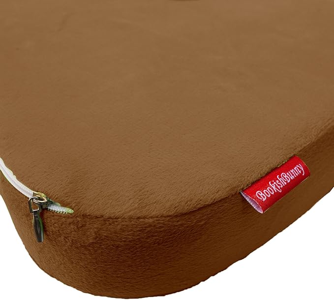 Bookishbunny 2pc High Resilience Memory Foam Seat Chair Waist Lumbar Back Support Cushion Pillow Car Office Home (Brown)
