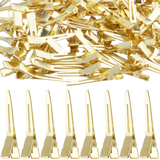 Bronagrand Hair Clips, 100Pcs 4.5Cm Single Prong Clips Gold Curl Pins Duckbill Section Clips For Hair Extensions Styling Craftin
